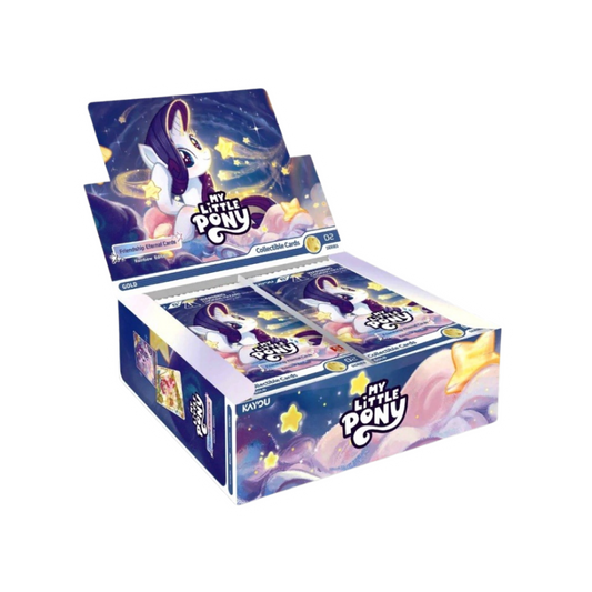 A My Little Pony Rainbow booster box display containing multiple individual card packs, shown on a plain white background.
